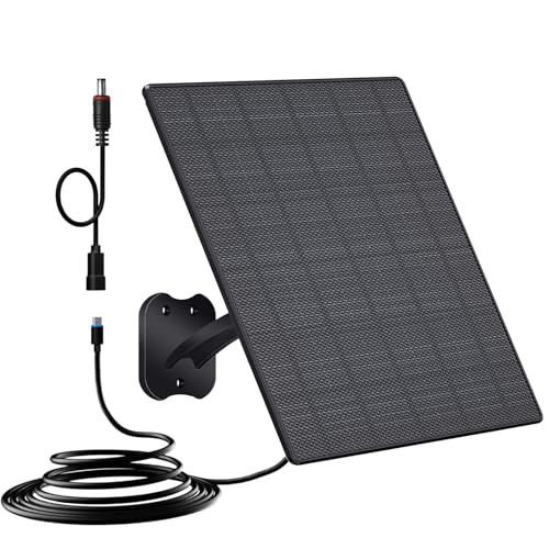 Zivif 10W Solar Panel for Security Camera, 5V Solar Panel Charger with USB-C Port & DC 5.5x2.1mm Port, 360° Adjustable Mount
