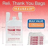 Reli. Plastic Bags Thank You (1050 Count) | White Grocery Bags with Handles | Shopping (Plastic)