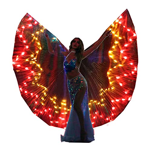 SHINYO LED Isis Wings Glow Light Up Belly Dance Wing Club Dress For Party Halloween Rave Performance Clothing Carniva (Flame)