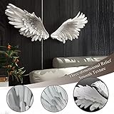 SUN RDPP Angel Wings Wall Decor, 3D Large White Angels Wings Wall Sculptures Art Decor, Angel Wings Statue Ornament for Wall Living Room Bedroom