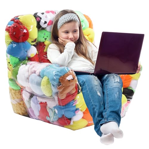 HOMBYS Clear Stuffed Animal Bean Bag Storage Chair Sofa, Extra Large Waterparoof Bean Bag Cover for Children Storage & Organizing Plush Toys, Zipper Design Creative Stuffable Bean Bag Easy to Clean