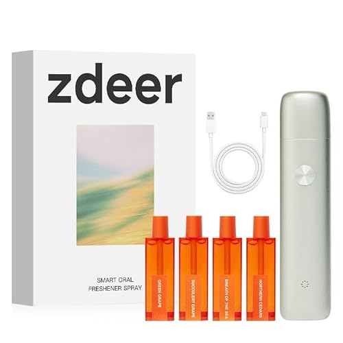 ZDEER Smart Electric Oral Spray - Mouth Spray Fresh Breath, Cool Mint Breath Spray, Mouth Freshener Spray, Rechargeable, Alcohol Free, With 4 Pods (Classic+4 Bombs)