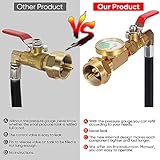 Feirenql New Updated with Pressure Gauge 36" Propane Refill Adapter Hose,350PSI High Pressure Camping Grill(QCC/Type1 Inlet) 1LB Propane Gas Tank Adapter Connector with ON-Off Control Valve