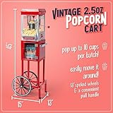 Nostalgia Popcorn Maker Machine - Professional Cart With 2.5 Oz Kettle Makes Up to 10 Cups - Vintage Popcorn Machine Movie Theater Style - Red & White