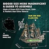 CubicFun 3D Puzzles for Adults Green LED Flying Dutchman, 360 Pieces Pirate Ship Arts & Crafts for Adults Gifts for Men Women Model Kit, Lighting Ghost Ship Easter Gifts Valentine's Day Gift