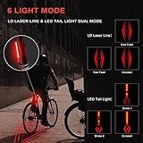 Super Bright Bike Laser Light USB Rechargeable Bike Tail Light Rear and Front Cycling Lights 5 LED 6 Modes Waterproof Mountain Bicycle Light with Safety Warning Lamp for Bicycle Night Riding