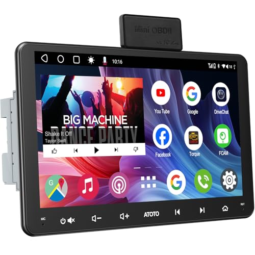 ATOTOEXCEL A6PF 9 inch Android Double DIN Car Stereo with OBD Scanner, Wireless CarPlay &Android Auto Touchscreen Car Radio Receiver, 8 Core 2G+32G, WiFi/BT/USB Tethering, GPS, Dual BT, A6G209PF-S04