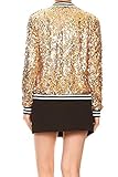 Anna-Kaci Womens Sequin Jacket Bomber Coat 1989 Slitter Outfit For Concert Party, Gold, X-Large