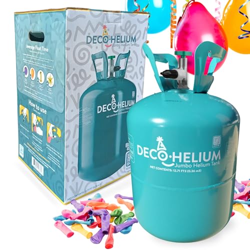 BY DECOCHAMP Helium Jumbo Tank - 12.7 Cu Ft Helium Tank for Balloons at Home Balloon Inflator for Party Decorations Up to 50 Balloons Helium Balloon Pump