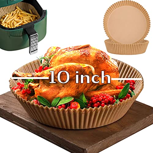 10 Inch Air Fryer Disposable Paper Liner Round, [ XXL Size] 100Pcs Air Fryer Parchment Paper Liners for 7QT Air Fryer, Non-stick, Food Grade Baking Paper