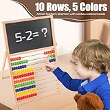 Ranqibo Wooden Abacus for Kids Math - Double-Sided Blackboard Whiteboard Magnetic Abacus for Toddlers 1-3 with 100 Magnetic Number & Fruit Stickers - Educational Counting Games Kids Gift