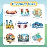 Tellegloww 18 Pcs Los Angeles Fridge Magnet Magnetic Refrigerator Stickers Metal Los Angeles Magnet Souvenirs Gifts Refrigerator Magnets Home Decoration Accessories