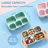 Bento Box Adult Lunch Box - 4 Pack, 5 - Compartment Meal Prep Container for Kids, Reusable Food Storage Snack Containers - Stackable for School, Work, and Travel (Wheat(Green/Blue/Pink/Beige))