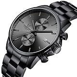 GOLDEN HOUR Men's Watches with Stainless Steel and Metal Casual Waterproof Chronograph Quartz Watch, Auto Date in Grey Hands