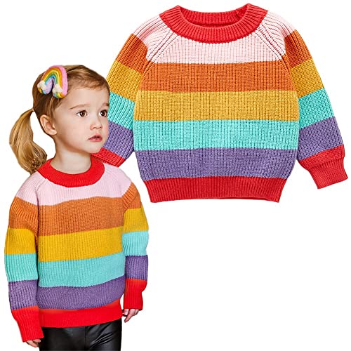 Simplee kids Baby Girls Boys Rainbow Sweaters Infant Casual Knitted Pullover Sweaters for Fall Winter 12-18 Months