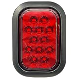 All Star Truck Parts 5x3 4x Red 2x White Rectangle Light 12 LED Stop/Turn/Tail Backup/Reverse Tow Truck Semi Trailer CM Flatbed Reading Postal Hitch Mounted RV Bus Grommet 3 Wire Pigtail Plug Kit 12V