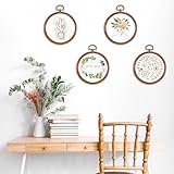 10 Pcs Round Embroidery Hoops Frame, Adjustable Circle Embroidery Hoop Ring, Circle Rubber Hoops Ring Display Ornament Imitated Wood Frame Kits for Craft Sewing DIY Hanging Gifts