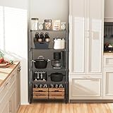 MZG 5 Tier Storage Rack Metal Wire Shelving Unit, Storage Standing Household Shelf Organizer for Laundry Bathroom Kitchen Pantry Closet Garage Basement Utility Room, Black 15.8" D x 33.5" W x 70.4" H