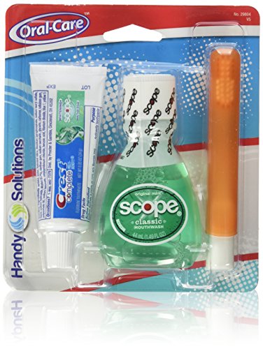Handy Solutions Oral Care 3-Piece Travel Size Set w/Mouthwash, Toothpaste, & Folding Toothbrush (Pack of 6), TSA Approved