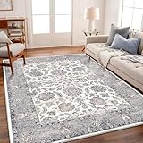 CHAMPLANT 9x12 Washable Area Rug Medallion Distressed Design Boho Medallion Non-Shedding Easy Care Ideal for High Traffic Areas in Living Room Bedroom Kitchen Office Coffee Table Large Carpet
