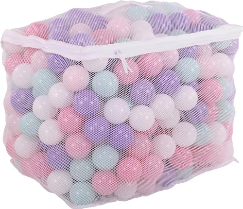 BalanceFrom Play Pit Balls Toy Set for Kids with Reusable Bag, Rainbow or Pastel Colors - Crush-Proof Plastic for Ball Pits, Bounce Houses, Tents, Playhouses, Pools and Indoor or Outdoor Games