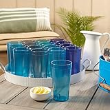 US Acrylic Cafe Plastic Reusable Tumblers (Set of 16) 20-ounce Water Cups Coastal Colors | Restaurant Style Drinking Glasses Value Set, Stackable, BPA-free, Made in the USA | Top-rack Dishwasher Safe