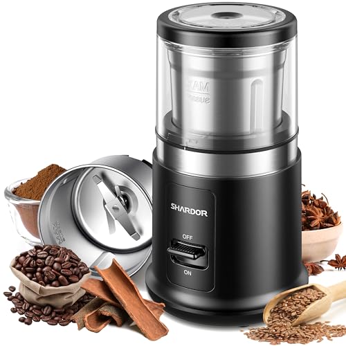 SHARDOR One Touch Coffee Grinder Electric, Spice, Herb, For Coffee Bean Spices and Seeds with 1 Removable Stainless Steel Bowl, Dry Grinder, Black