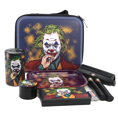 Metal Herb Grinder Rolling Tray Set, Bring a suitcase Premium Grinder 7-in-1 Moisture-proof Smell-Proof Bag Travel Set
