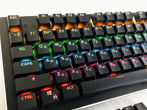 IYTYIR 132 Keys Russian Backlit Keycaps OEM Profile Keycap Gamer Officer DIY for MX Mechanical Keyboard Removable Keycaps Set for 61 87 104 Full Size Mechanical Gaming Keyboard (Keycap Only) (Black)