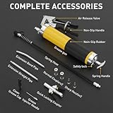 Grease Gun Kit with Hose Coupler: Lube Grease Guns Tool for 14 Oz Grease Tube - 8000 PSI Pistol Grip Heavy Duty Grease Gun with Locking and Needle Tip Nozzle - Manual Grease Gun with Zerk Fitting