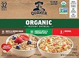 QUAKER Instant Oatmeal, USDA Organic, Non-GMO Project Verified, 3 Flavor Variety Pack, Individual Packets, 32 Count (Pack of 1)