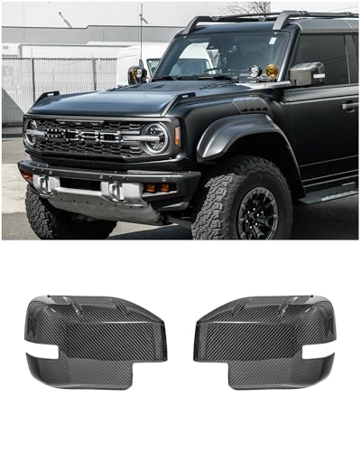 For 2021-Present Ford Bronco Models | GM Factory Style CARBON FIBER Tape-On Overlay Front Side Mirror Cap Covers Pair