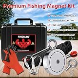 2625 lbs Fishing Magnet Kit, Double Sided Magnet Fishing Kit with Rope, Super Strong Fishing Magnet for Retrieving Items in River, Lake, Beach, Lawn, 4.57" Diameter