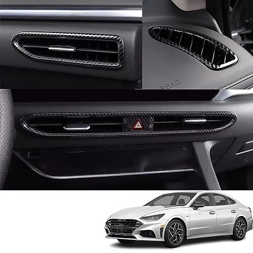 Bmolpt Custom Interior Accessories 5PCS for Hyundai Sonata 2020 2021 2022 2023 2024 ABS Center Console Air Vents Outlet Cover Dash Board Side Front Air Conditioning AC Vent Panel Frame(Carbon Fiber)