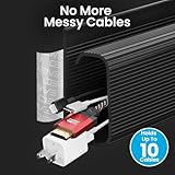 EVEO Cable Management Under Desk Kit (6 Units)-Under Desk Cable Management Cord Cover,Cable Hider Cord Management Under Desk Cable Organizer Self-Adhesive Cord Organizer Tray-96''JChannel 6X16 -Black