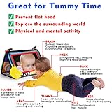 Tummy Time Baby Mirror Infant Toys Newborn 0 3 Months Brain Development with Crinkle Cloth Book Teether Black and White High Contrast Baby Toys 2 4 5 0-6 Month Boys Girls Sensory Activity Shower Gift