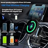 DACK Mag-Safe 15W Car Cigarette Lighter Wireless Charger, Magnetic Auto-Alignment Air Vent Mount Holder with Dual Port PD&QC3.0 Fast Charging for iPhone 13/13 Pro/ 13 Pro Max/12 Series