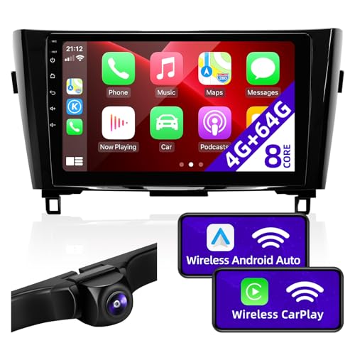 CGOGC Android Car Radio Compatible with Android Auto Wireless Carplay for Nissan Rogue X-Trail Qashqai 2014-2018 8core 1280X720 Touchscreen Stereo Bluetooth GPS Navigation Head Unit (4GRAM64GROM)