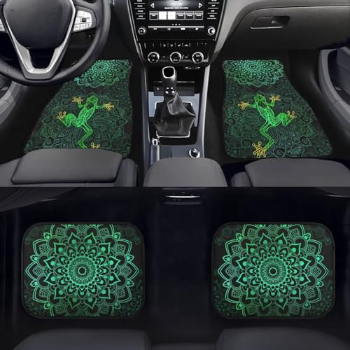 STUOARTE Mandala Flower Frog Print 4 Pieces Car Floor Mats, Vehicle Front and Rear Floor Carpet Full Set, Anti-Slip Auto Floor Carpet Heavy Duty Car Floor Mats with Rubber Backing