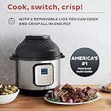 Instant Pot Duo Crisp 11-in-1 Air Fryer and Electric Pressure Cooker Combo with Multicooker Lids that Fries, Steams, Slow Cooks, Dehydrates,Free App With Over 800 Recipes, Black/Stainless Steel, 8QT