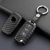 M.JVisun Soft Silicone Rubber Carbon Fiber Texture Case Key Fob Cover for Volkswagen Beetle Bora Eos Jetta Passat Polo for Scirocco for Tiguan for Touran UP 2 3 Buttons Flip Car Remote Key - Black