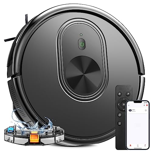 XIEBro Robot Vacuum and Mop Combo, 3 in 1 Mopping Robotic Vacuum with Schedule, App/Bluetooth/Alexa, 1600Pa Max Suction, Self-Charging, Slim, Ideal for Hard Floor, Pet Hair, Carpet