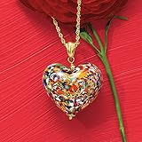 Ross-Simons Italian Murano Glass Heart Pendant Necklace in 18kt Gold Over Sterling