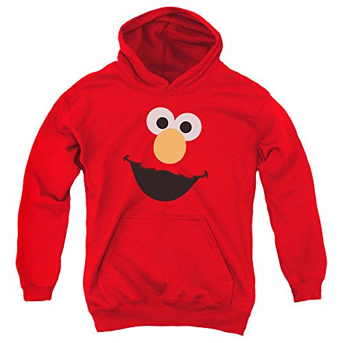 Popfunk - Youth Sesame Street Elmo Face Pull-Over Hoodie Sweatshirt for Boys & Stickers (Small)