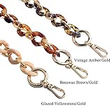 Beaulegan Acrylic Purse Chain Handle Strap Replacement for Handbag or Shoulder Bag Set of 2, 15.8 Inches Long Beeswax Brown/Gold)