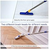 ITTAR Grout Brush & Scrub Brush Combo, Floor Scrubber Brush with Long Handle, Multi-Purpose Stiff Bristles Cleaning Brushes Set for Tile, Grout, Deck, Kitchen, Shower Floor-2Pcs Brush Head