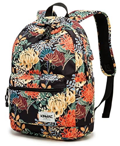 Kinmac Laptop Backpack with USB Charging Port for Laptop Up to 15.6 Inch Men Women Travel Outdoor Backpack (Golden Chrysanthemum)