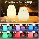 GoLine Cat Lamp, Cute Kitty Night Light, Gifts for Women Teen Girls Baby, Night Lights for Kids Bedroom, Cute Christmas Kitty Silicone Nightlights for Children Toddler.