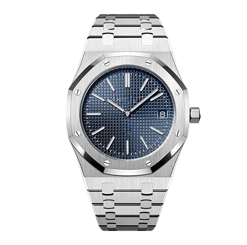 INDIAN E-COMMERCE Luxury Watch, Full Automatic Heavy Stainless Steel Band, Silver & Navy Blue Dial, Water Resistant,[ 6-Month Warranty] for- Adult Men&Women with [Luxury Box]