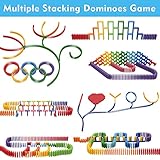 Lewo 1000 PCS Dominoes Set for Kids Wooden Building Blocks Bulk Dominoes Racing Tile Games with Extra 11 Add-on Blocks and Storage Bag